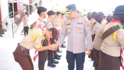 Kapolres Lepas 14 Anggota Saka Bhayangkara Pohuwato Menuju Orientasi Prasbhara Polda Gorontalo