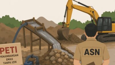 Ilustrasi : ASN di lokasi Pertambangan Ilegal.