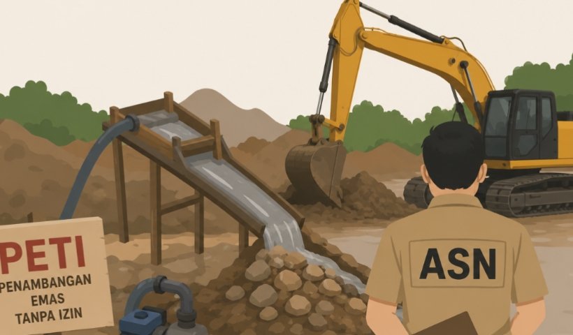 Ilustrasi : ASN di lokasi Pertambangan Ilegal.