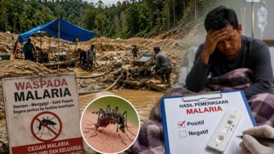 Ilustrasi tambang ilegal dan penyakit Malaria. (Foto: Istimewa)