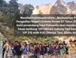Penambang Lokal Pohuwato Klaim Hak atas 100 Hektare Gunung Pani, Desak Pengelolaan Dikembalikan
